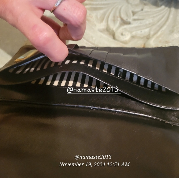 L.A.M.B. Gwen Stefani Leather Wallet Velour Center Stripe Designer Luxury #63 - Picture 13 of 14